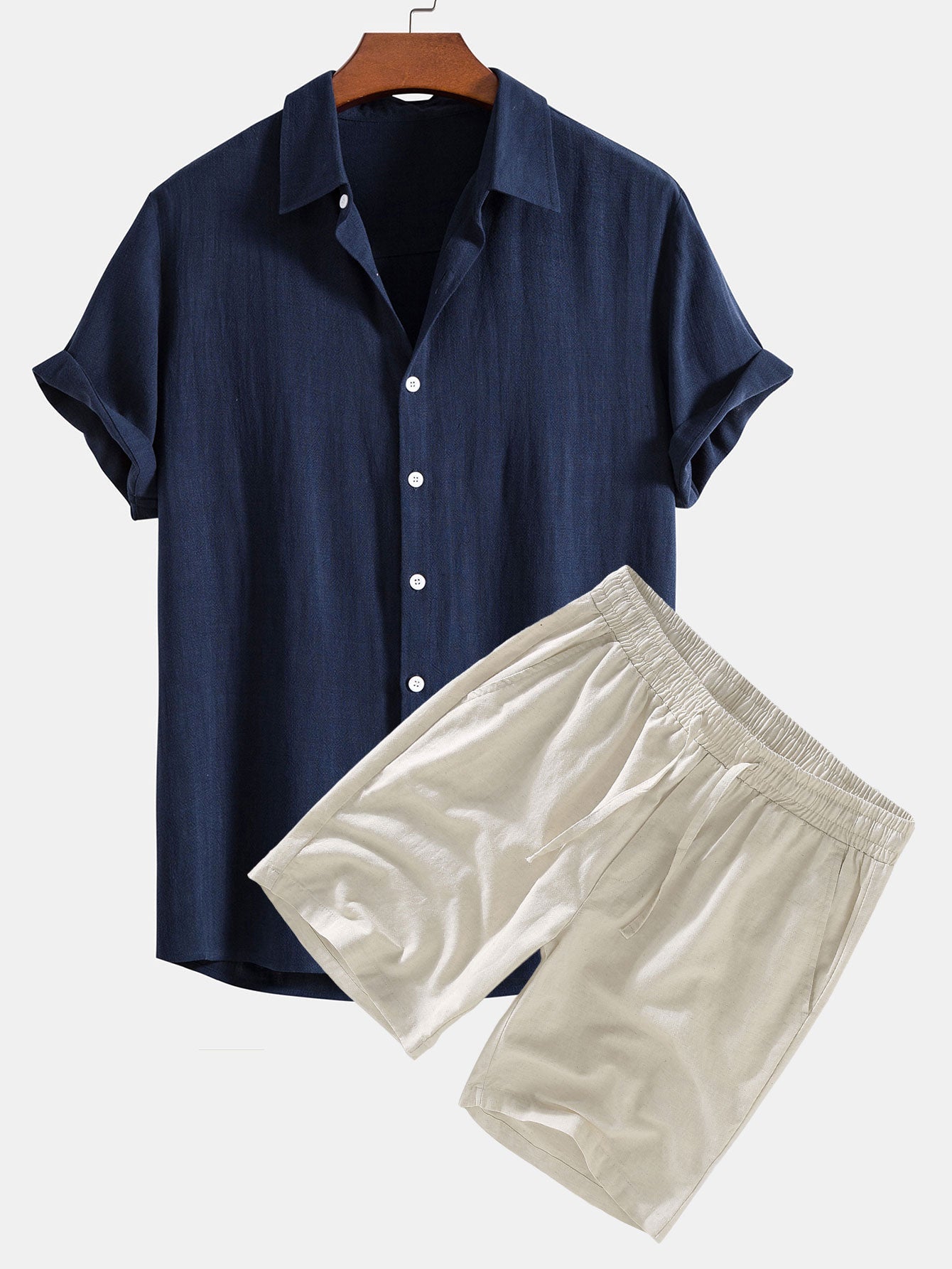 Linen Rayon Blend Shirt and Shorts Set