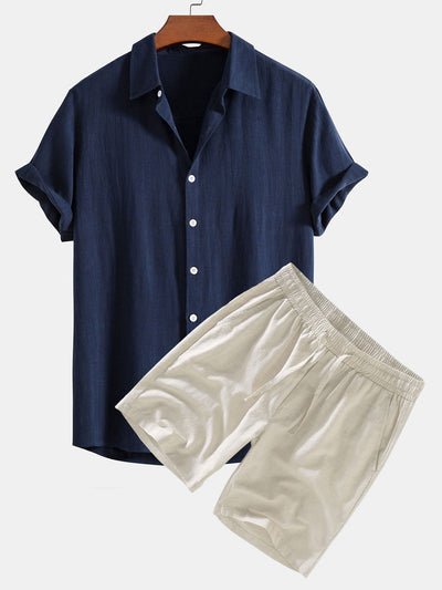Linen Rayon Blend Shirt and Shorts Set