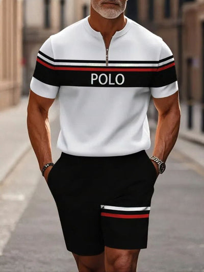 Short Sleeve Zipper Two-piece Set