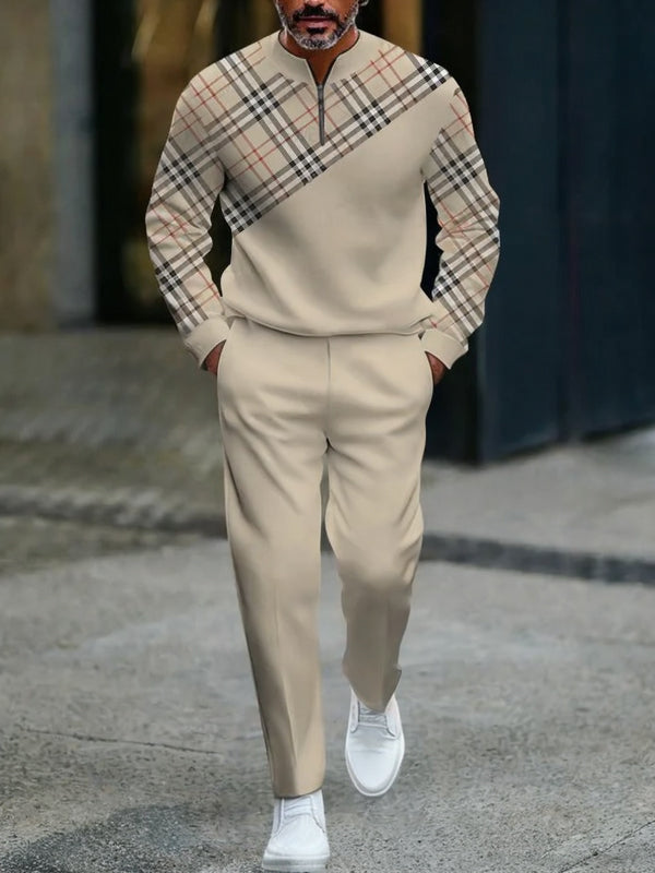 Zipper Long Sleeve Long Pants Two-Piece Set