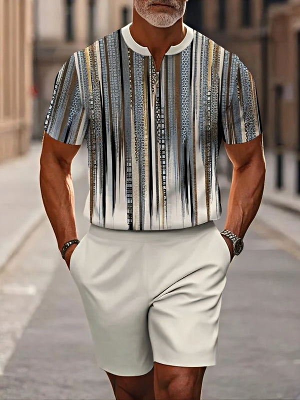 Short Sleeve Zipper Two-piece Set