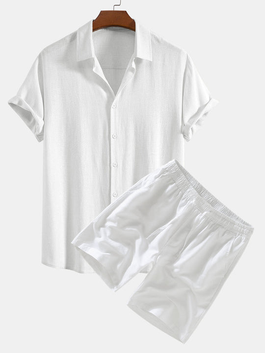 Linen Rayon Blend Shirt and Shorts Set