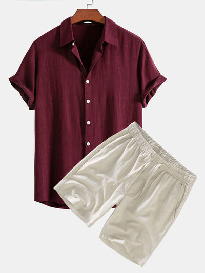 Linen Rayon Blend Shirt and Shorts Set