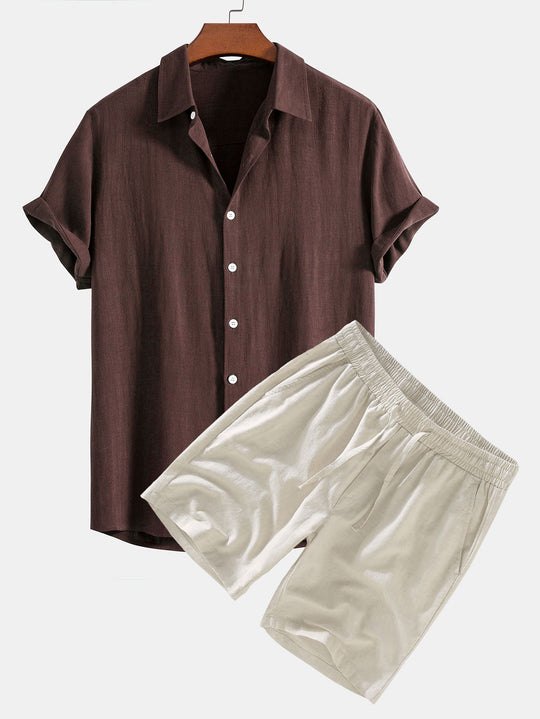 Linen Rayon Blend Shirt and Shorts Set