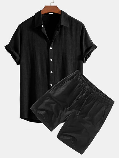 Linen Rayon Blend Shirt and Shorts Set