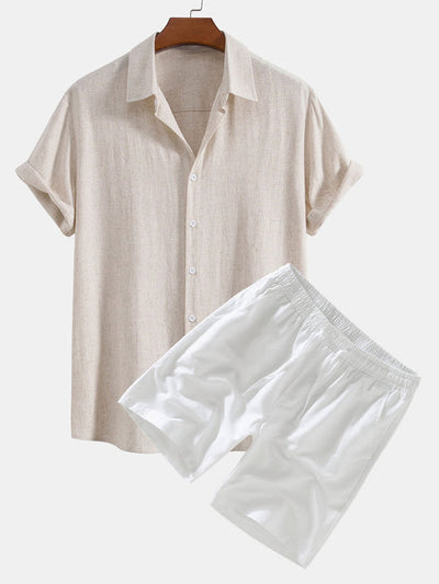 Linen Rayon Blend Shirt and Shorts Set