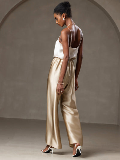 V-neck Pure Silk Spaghetti Straps Camisole Top