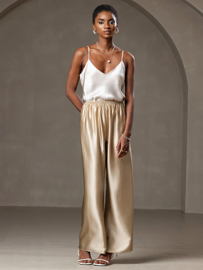 V-neck Pure Silk Spaghetti Straps Camisole Top