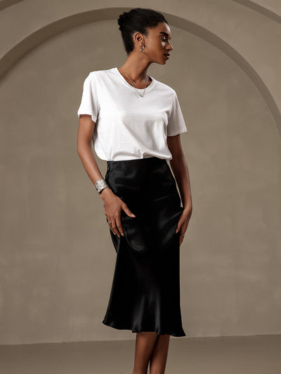 19Momme Mulberry Silk Stretch Long Straight Skirt