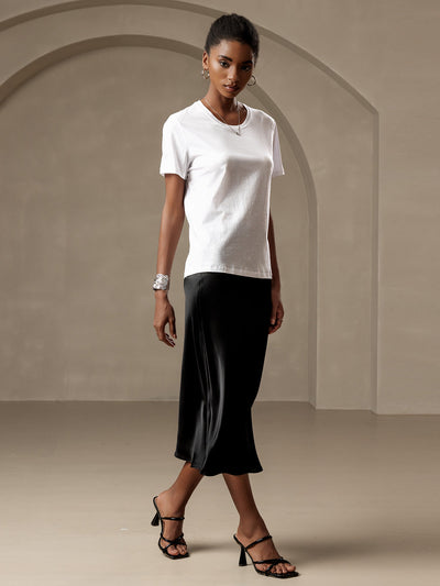 19Momme Mulberry Silk Stretch Long Straight Skirt