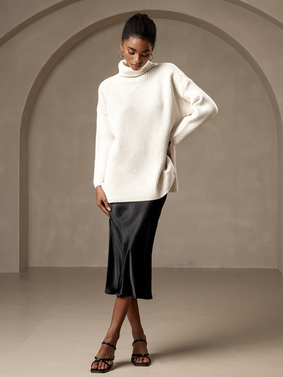 19Momme Mulberry Silk Stretch Long Straight Skirt
