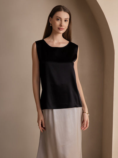 19Momme Silk Lounge Round Neck Tank Top
