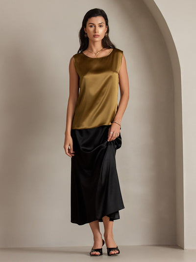 19Momme Silk Lounge Round Neck Tank Top