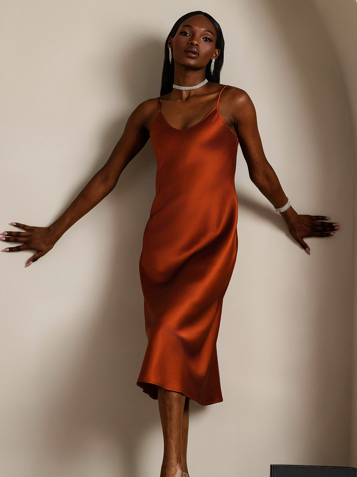 Spaghetti Strap Long Silk Nightdress/Dress
