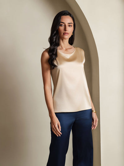 19Momme Silk Lounge Round Neck Tank Top
