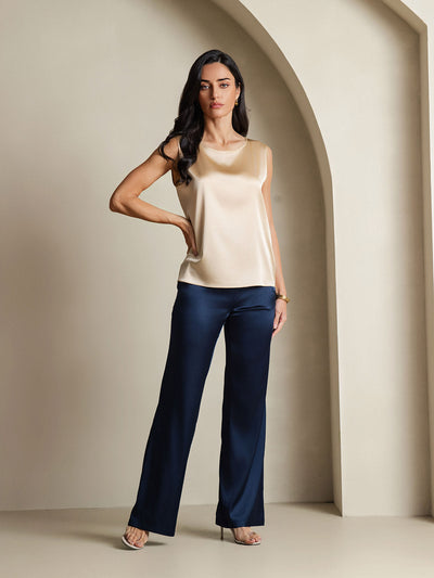 19Momme Silk Lounge Round Neck Tank Top