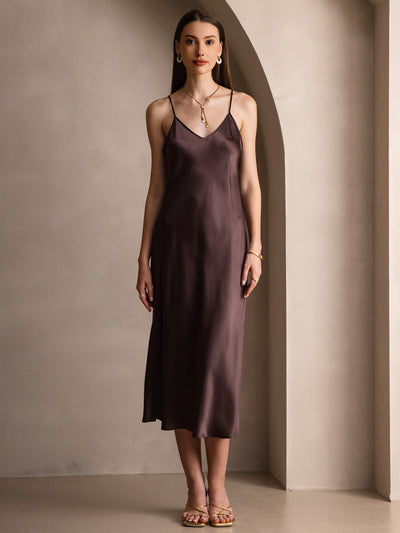 Pure Silk Spaghetti Strap Long Dress