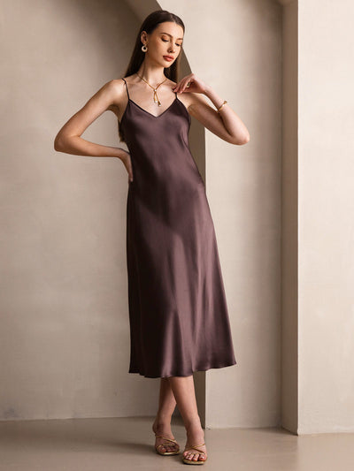 Pure Silk Spaghetti Strap Long Dress