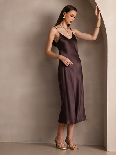 Pure Silk Spaghetti Strap Long Dress