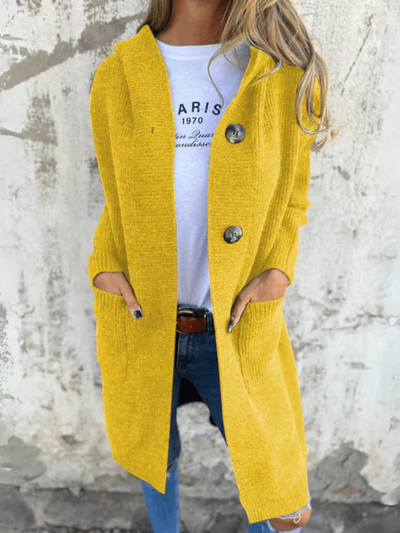 Long Knit Cardigan with Front Buttons