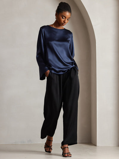 19Momme Silk Relaxed Long-sleeved Blouse
