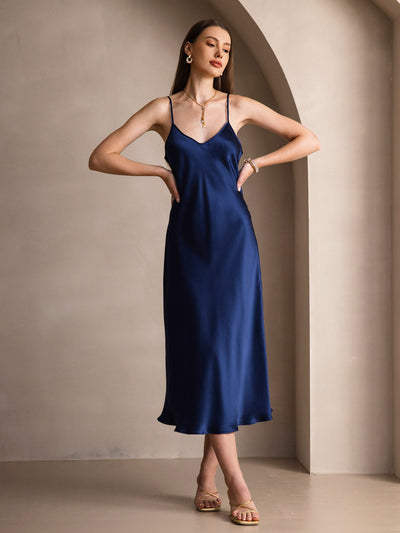 Pure Silk Spaghetti Strap Long Dress
