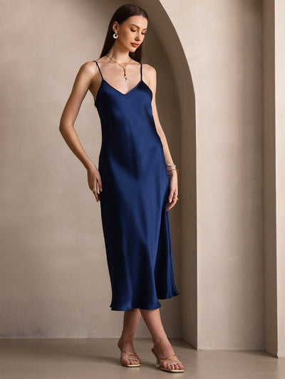 Pure Silk Spaghetti Strap Long Dress