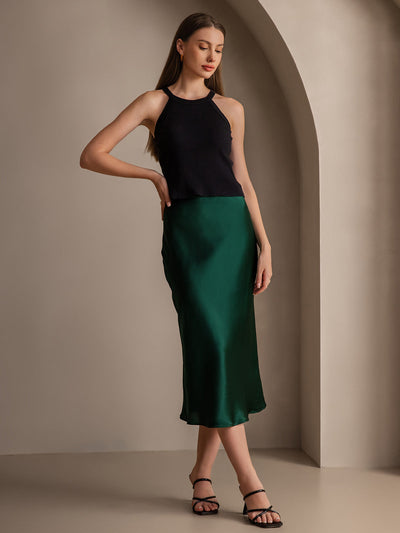 19Momme Mulberry Silk Stretch Long Straight Skirt