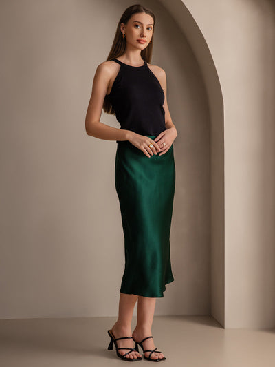 19Momme Mulberry Silk Stretch Long Straight Skirt
