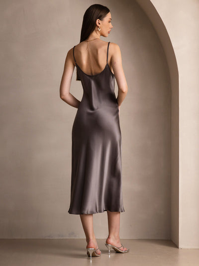 Pure Silk Spaghetti Strap Long Dress