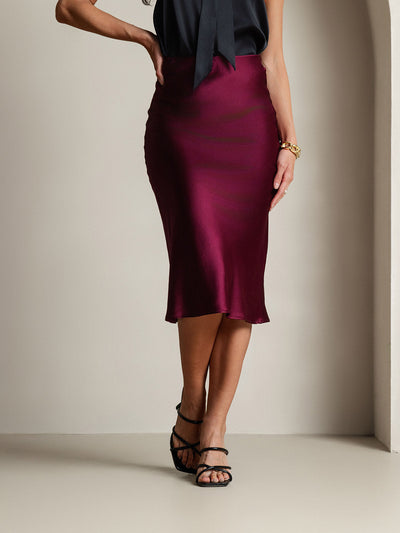 19Momme Mulberry Silk Stretch Long Straight Skirt