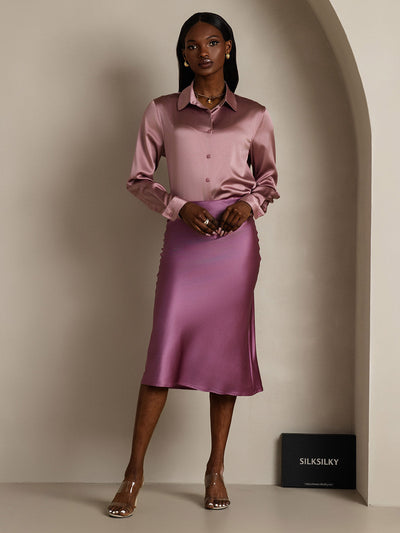 19Momme Mulberry Silk Stretch Long Straight Skirt