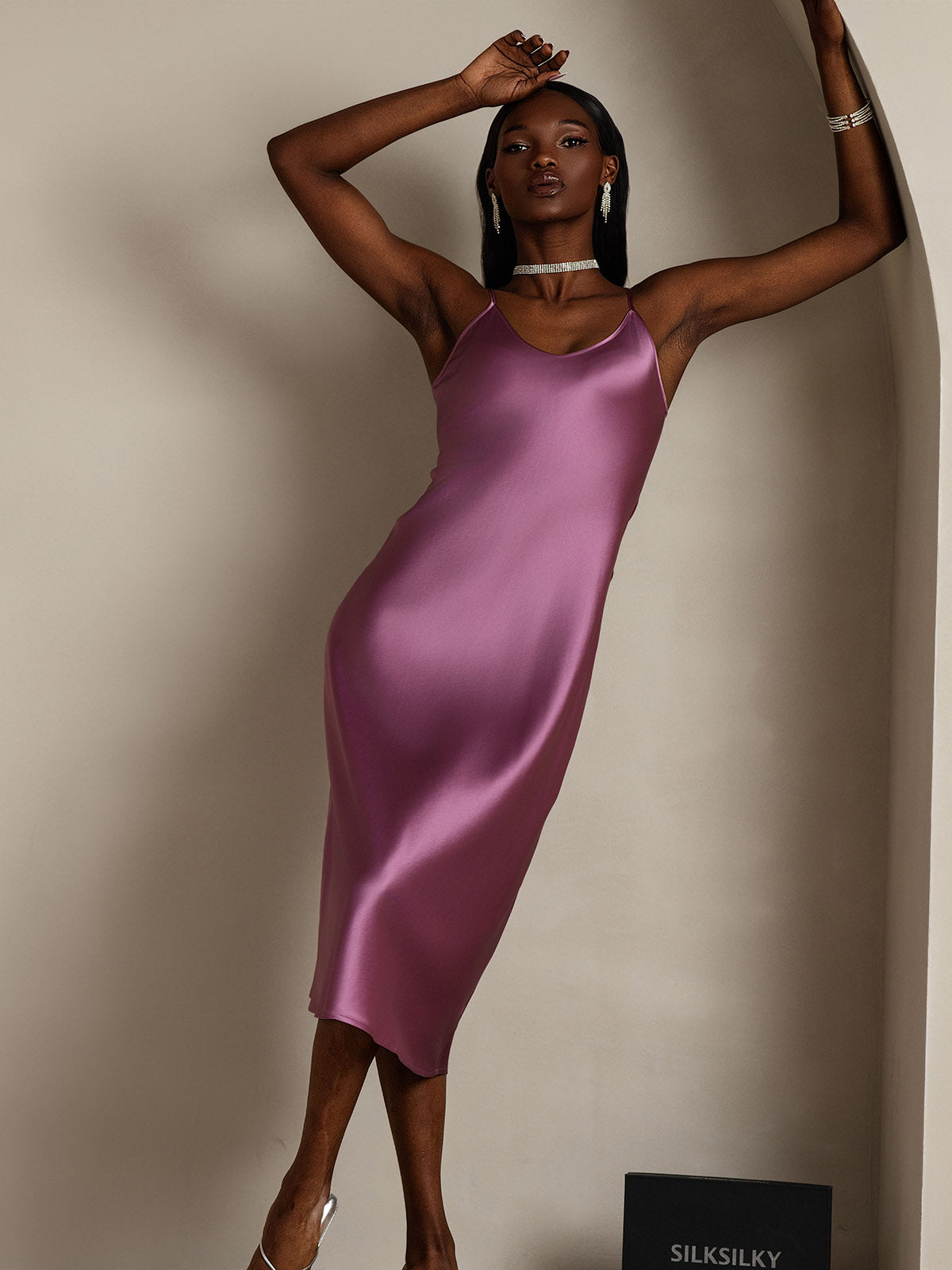 Spaghetti Strap Long Silk Nightdress/Dress