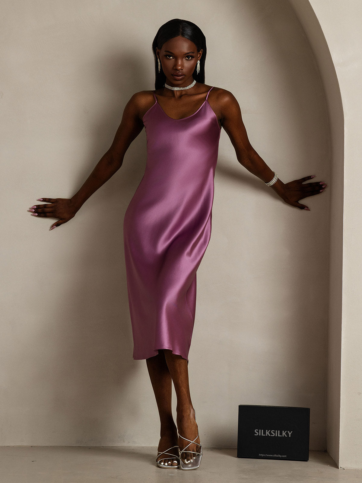 Spaghetti Strap Long Silk Nightdress/Dress