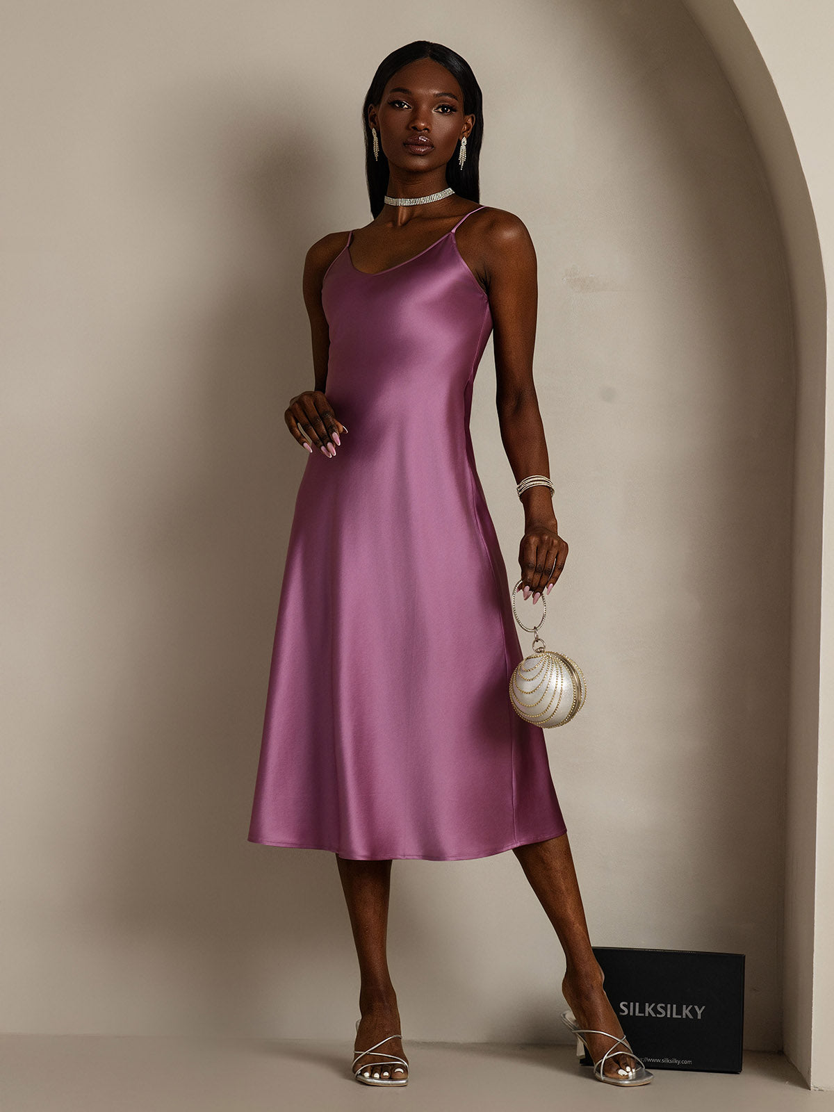 Spaghetti Strap Long Silk Nightdress/Dress