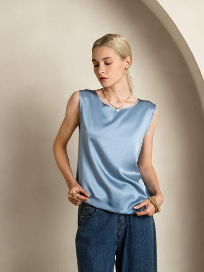 19Momme Silk Lounge Round Neck Tank Top
