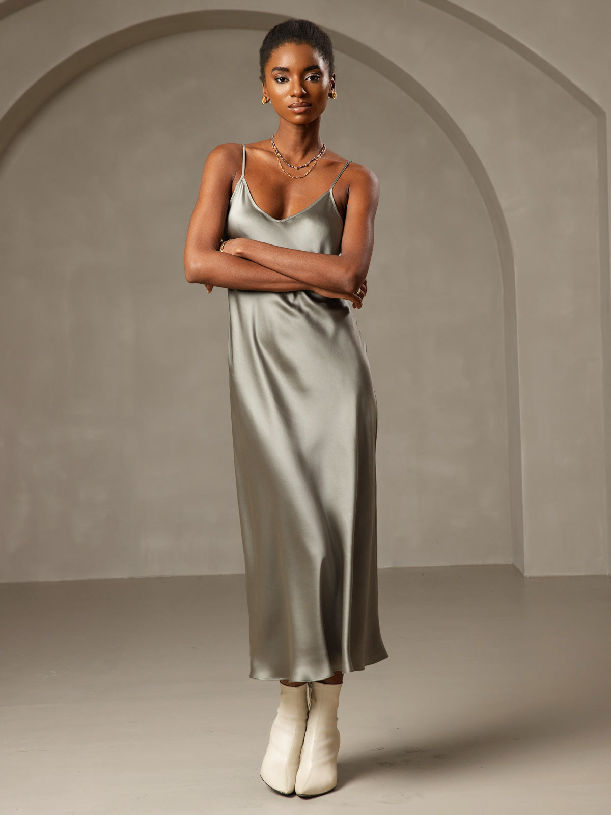 Spaghetti Strap Long Silk Nightdress/Dress