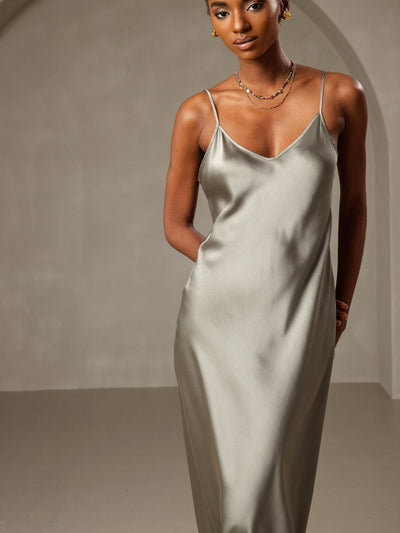 Spaghetti Strap Long Silk Nightdress/Dress