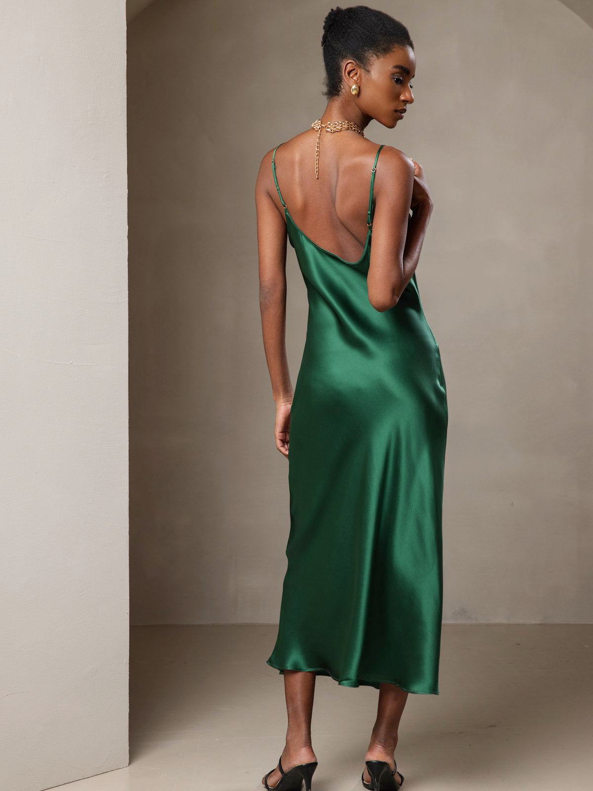 Pure Silk Spaghetti Strap Long Dress