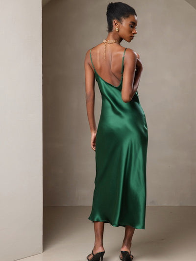 Pure Silk Spaghetti Strap Long Dress