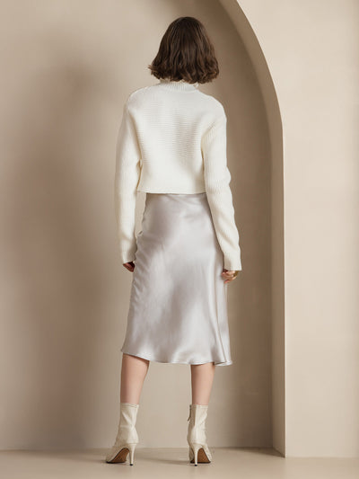 19Momme Mulberry Silk Stretch Long Straight Skirt
