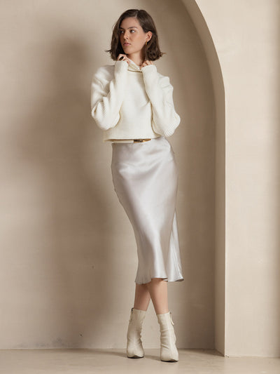 19Momme Mulberry Silk Stretch Long Straight Skirt