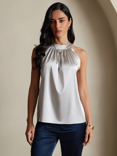 19Momme Silk Relaxed Sleeveless Halter Top