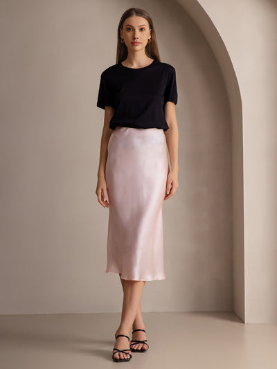 19Momme Mulberry Silk Stretch Long Straight Skirt