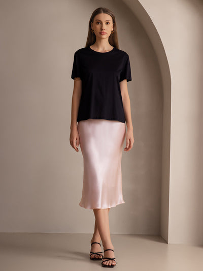 19Momme Mulberry Silk Stretch Long Straight Skirt