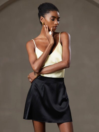 V-neck Pure Silk Spaghetti Straps Camisole Top