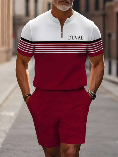 Short Sleeve Zipper Two-piece Set