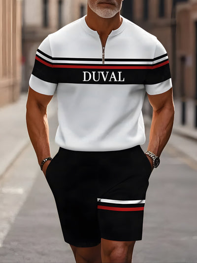 Short Sleeve Zipper Two-piece Set