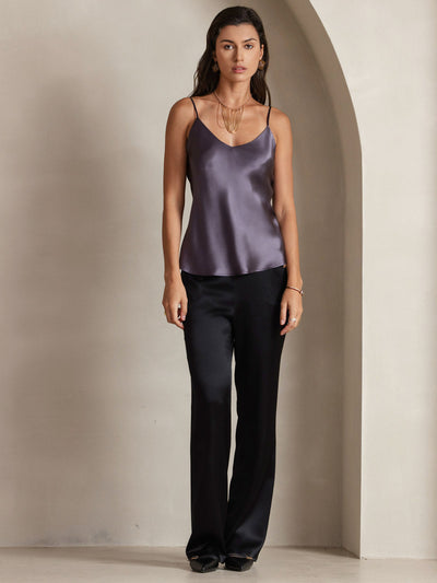 V-neck Pure Silk Spaghetti Straps Camisole Top