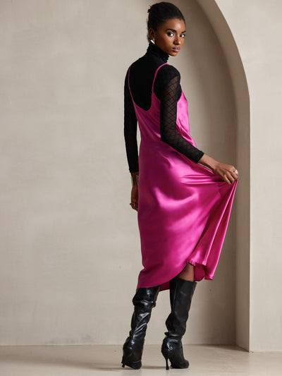Pure Silk Spaghetti Strap Long Dress